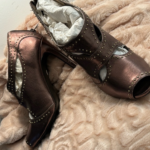 Gold sandals stiletto size 9 - Picture 4 of 6